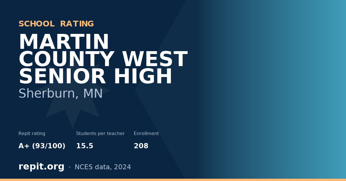 MARTIN COUNTY WEST SENIOR HIGH, Sherburn, MN — Repit school rating A+ (93/100)