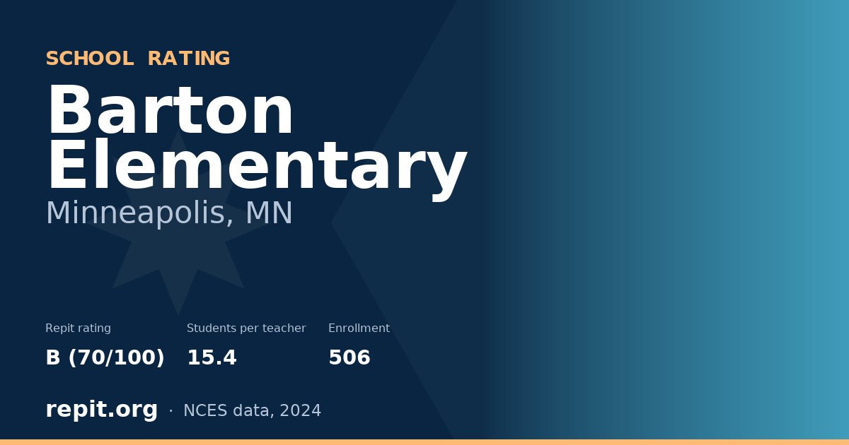 Barton Elementary, Minneapolis, MN — Repit school rating B (70/100)