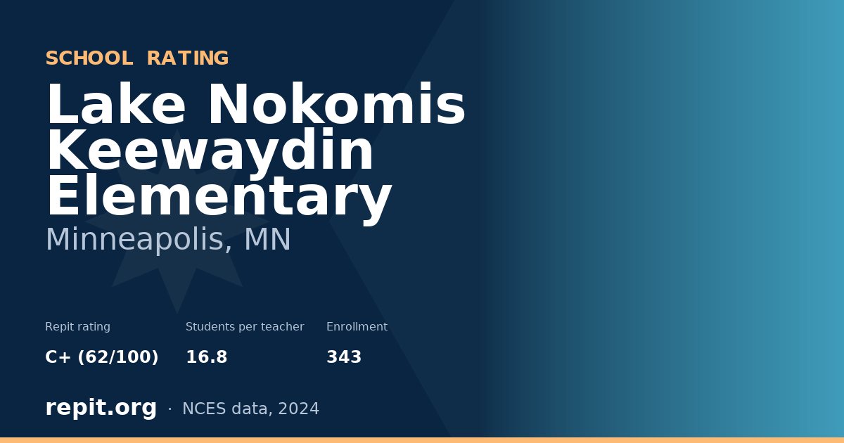 Lake Nokomis Keewaydin Elementary, Minneapolis, MN — Repit school rating C+ (62/100)