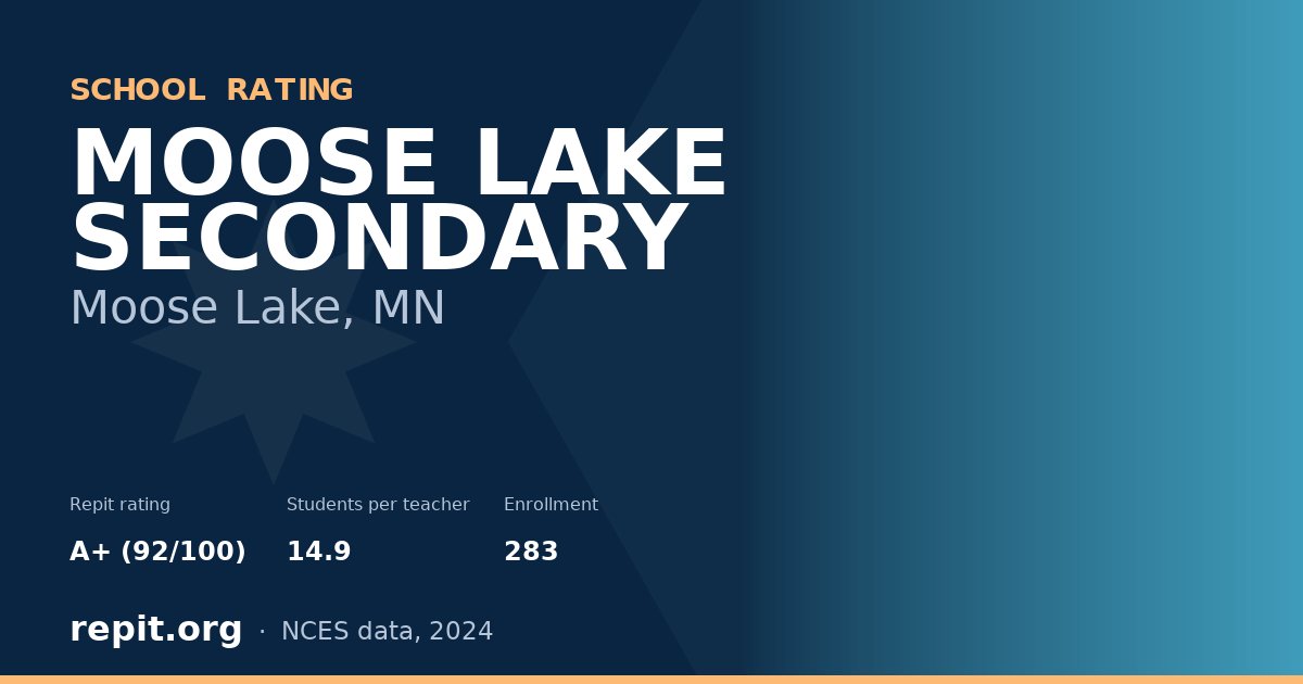 MOOSE LAKE SECONDARY, Moose Lake, MN — Repit school rating A+ (92/100)