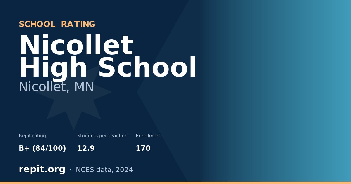 Nicollet High School, Nicollet, MN — Repit school rating B+ (84/100)