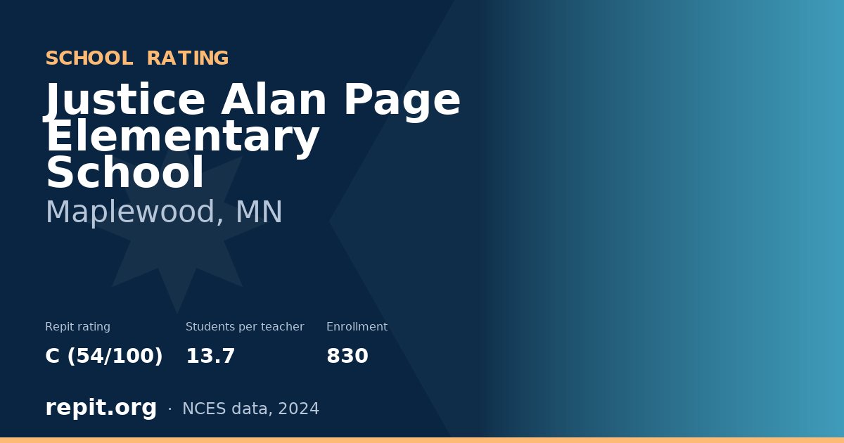 Justice Alan Page Elementary School, Maplewood, MN — Repit school rating C (54/100)