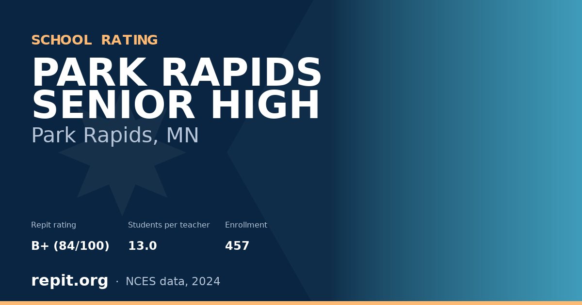 PARK RAPIDS SENIOR HIGH, Park Rapids, MN — Repit school rating B+ (84/100)