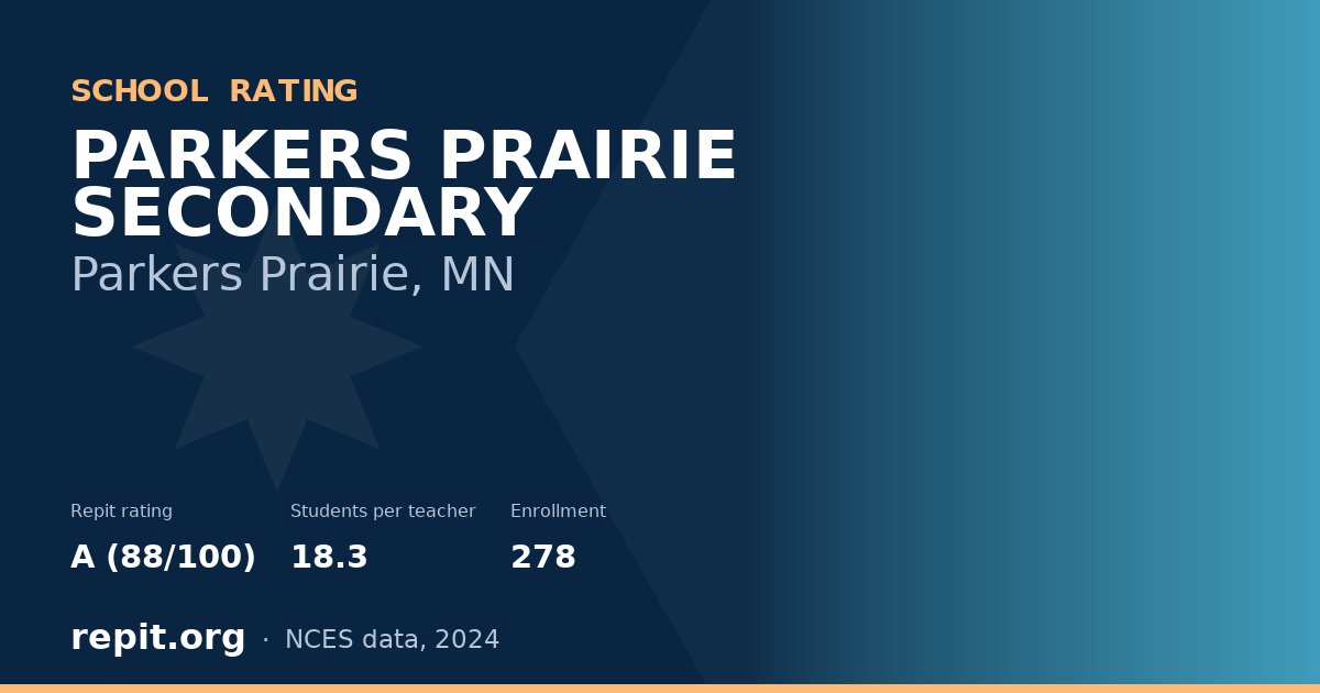 PARKERS PRAIRIE SECONDARY, Parkers Prairie, MN — Repit school rating A (88/100)