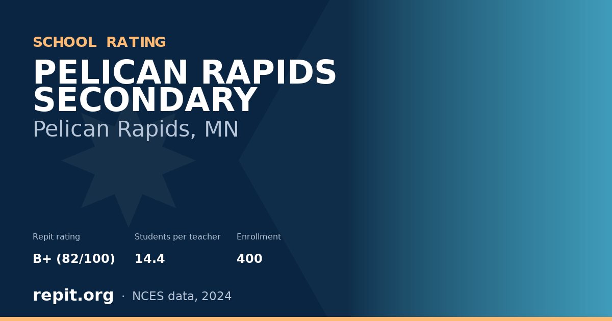 PELICAN RAPIDS SECONDARY, Pelican Rapids, MN — Repit school rating B+ (82/100)