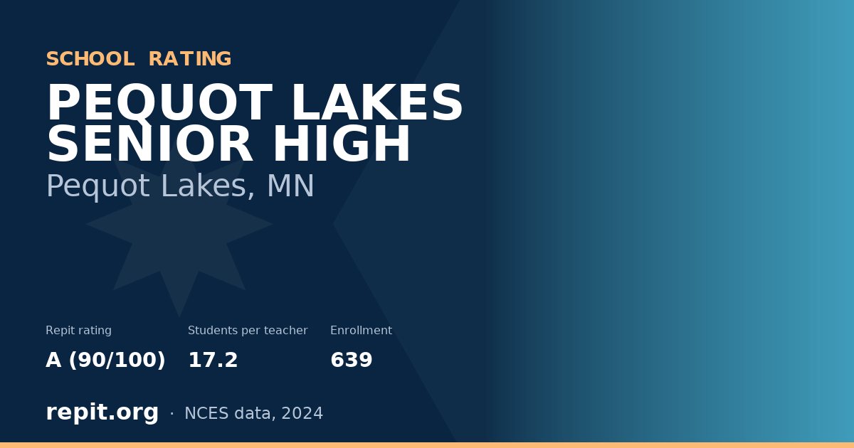 PEQUOT LAKES SENIOR HIGH, Pequot Lakes, MN — Repit school rating A (90/100)