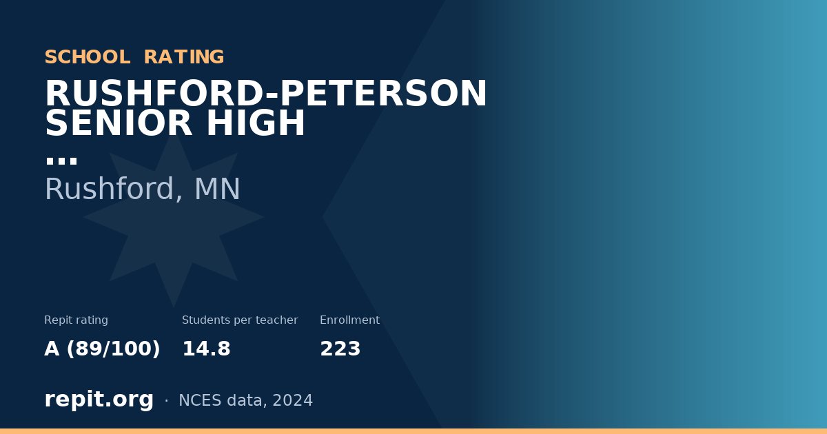 RUSHFORD-PETERSON SENIOR HIGH, Rushford, MN — Repit school rating A (89/100)