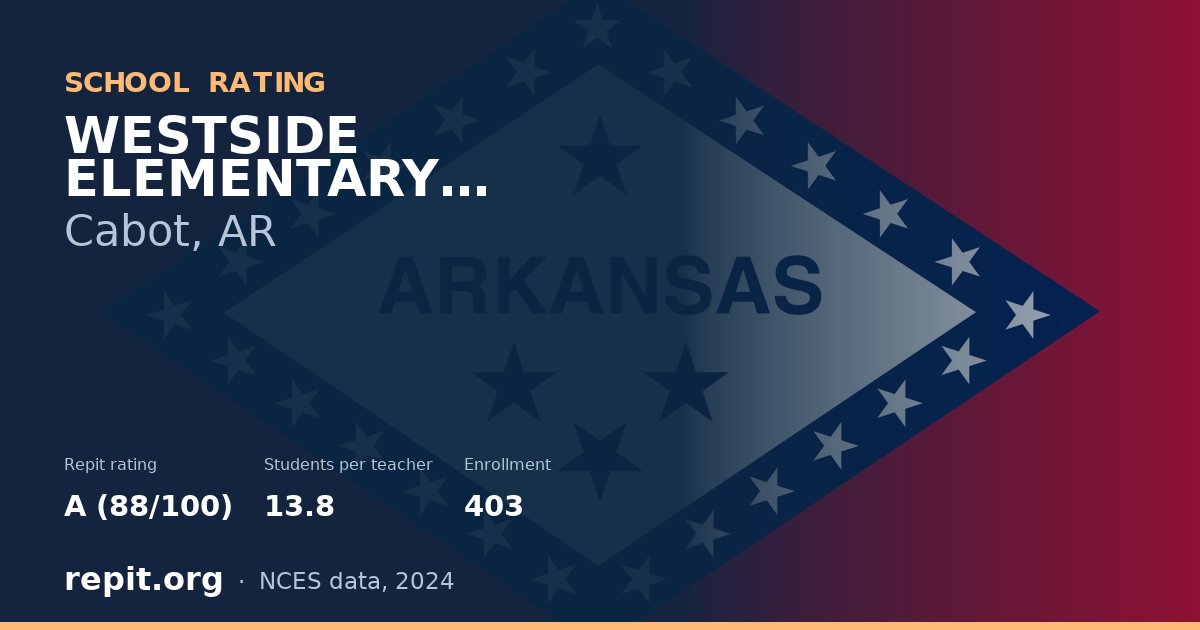 WESTSIDE ELEMENTARY SCHOOL, Cabot, AR — Repit school rating A (88/100)