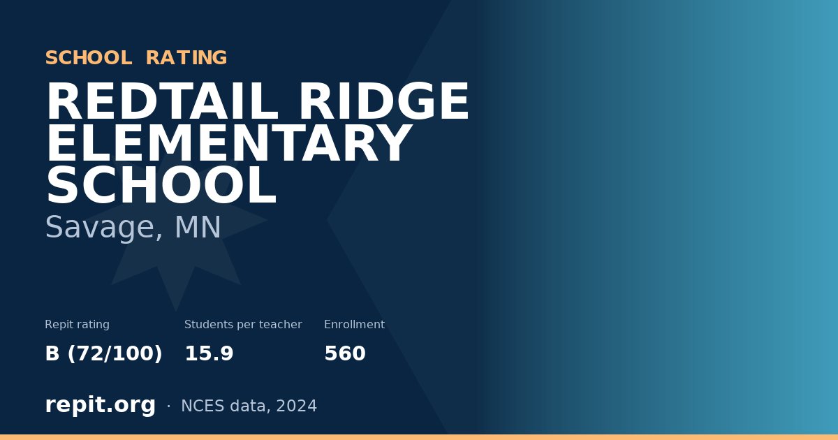 REDTAIL RIDGE ELEMENTARY SCHOOL, Savage, MN — Repit school rating B (72/100)