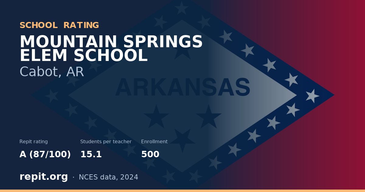 MOUNTAIN SPRINGS ELEM SCHOOL, Cabot, AR — Repit school rating A (87/100)