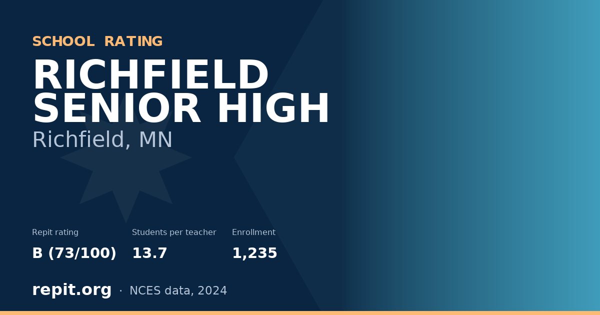 RICHFIELD SENIOR HIGH, Richfield, MN — Repit school rating B (73/100)