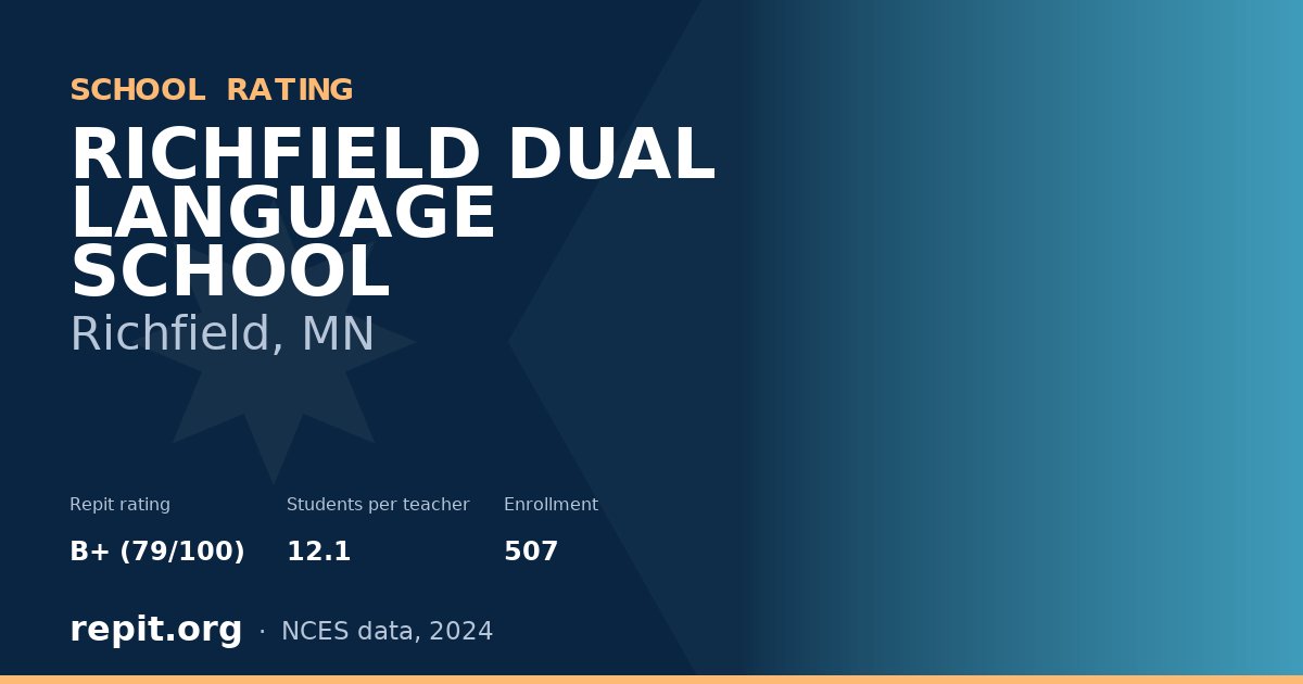 RICHFIELD DUAL LANGUAGE SCHOOL, Richfield, MN — Repit school rating B+ (79/100)