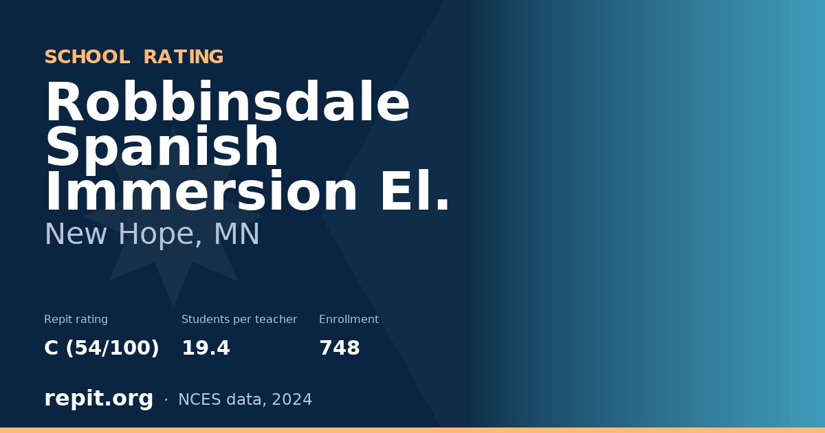 Robbinsdale Spanish Immersion El., New Hope, MN — Repit school rating C (54/100)