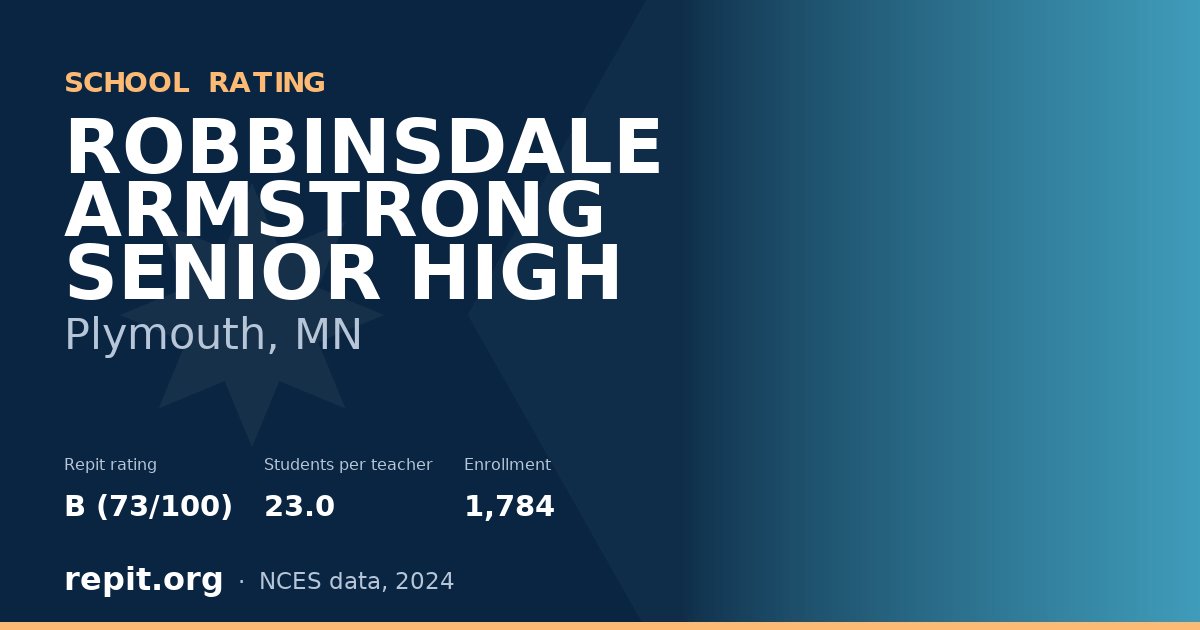 ROBBINSDALE ARMSTRONG SENIOR HIGH, Plymouth, MN — Repit school rating B (73/100)
