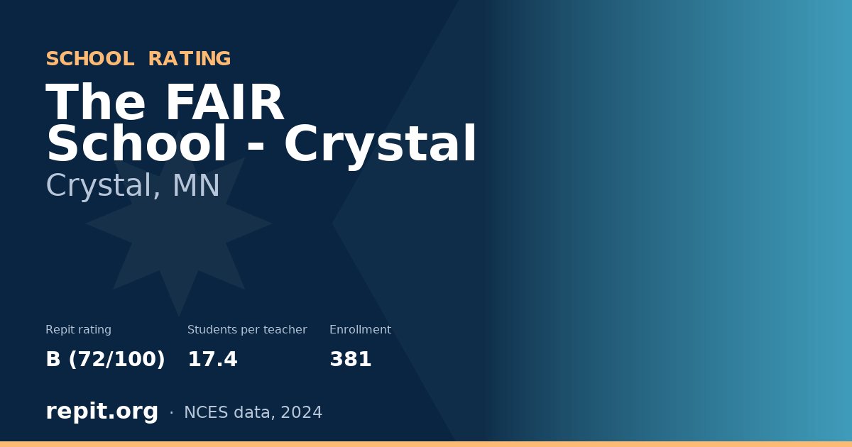 The FAIR School - Crystal, Crystal, MN — Repit school rating B (72/100)