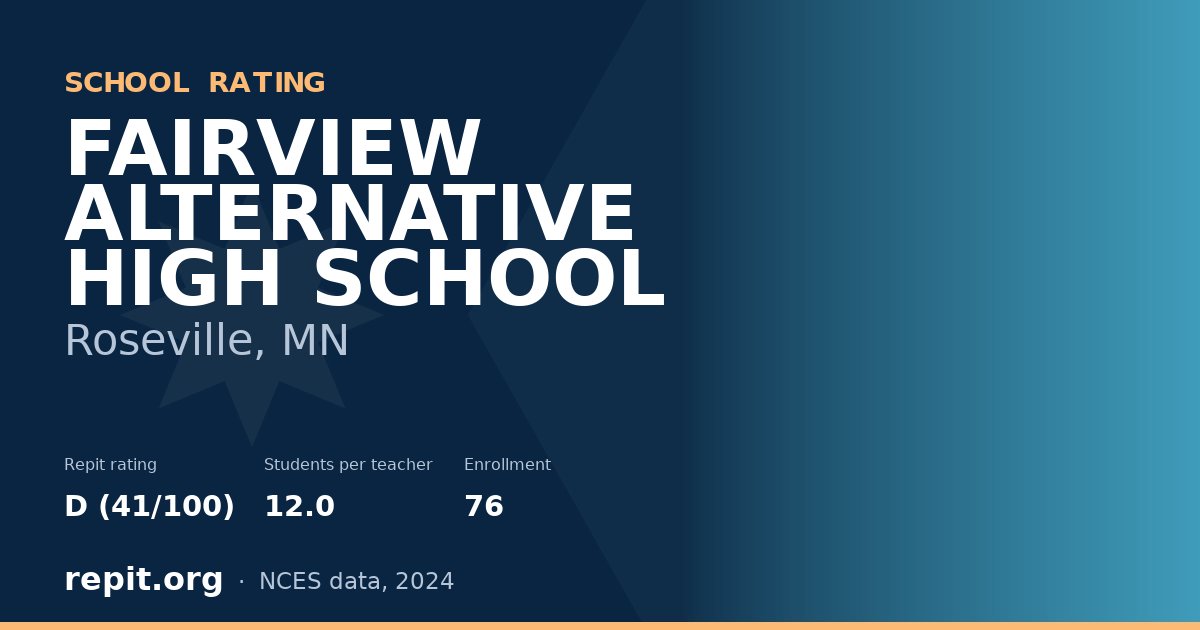 FAIRVIEW ALTERNATIVE HIGH SCHOOL, Roseville, MN — Repit school rating D (41/100)