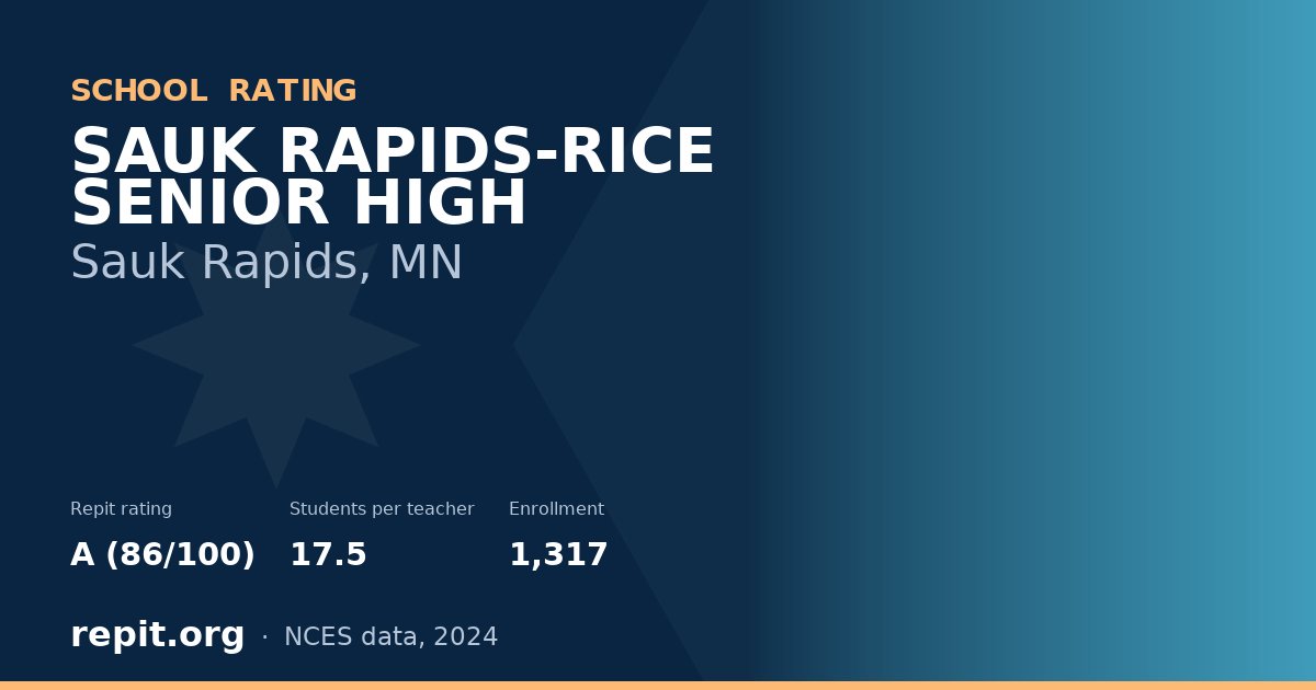 SAUK RAPIDS-RICE SENIOR HIGH, Sauk Rapids, MN — Repit school rating A (86/100)