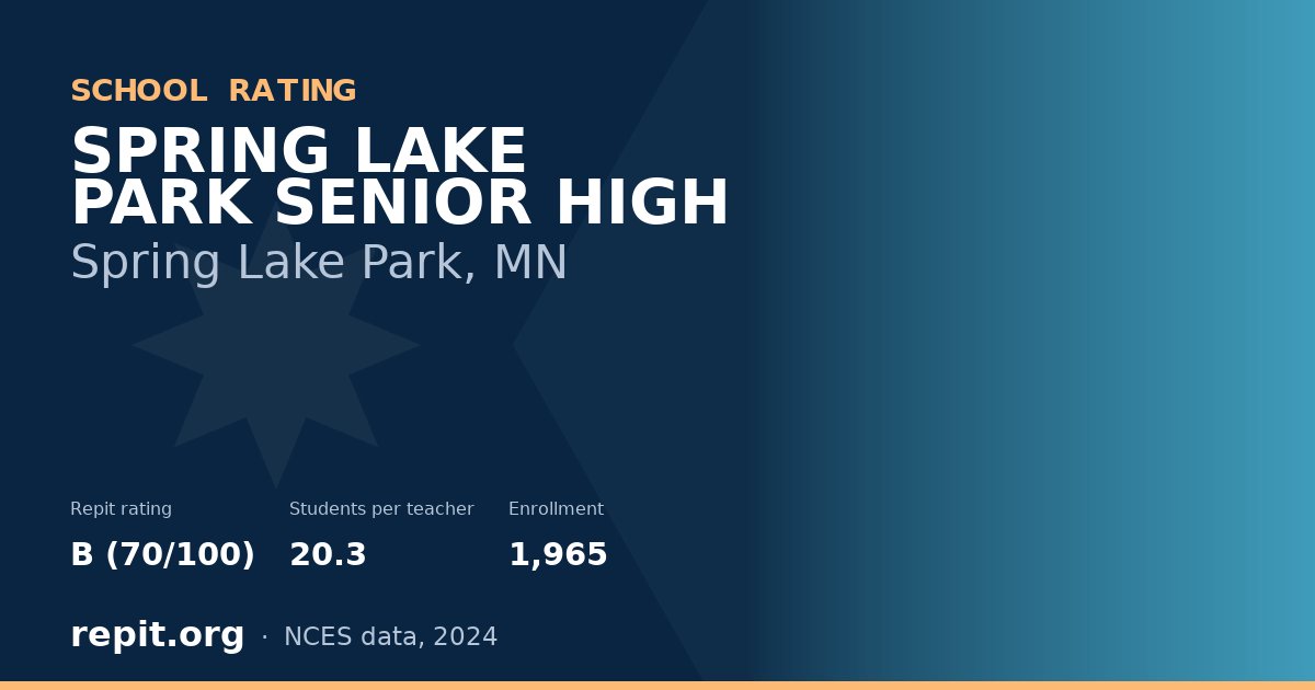 SPRING LAKE PARK SENIOR HIGH, Spring Lake Park, MN — Repit school rating B (70/100)