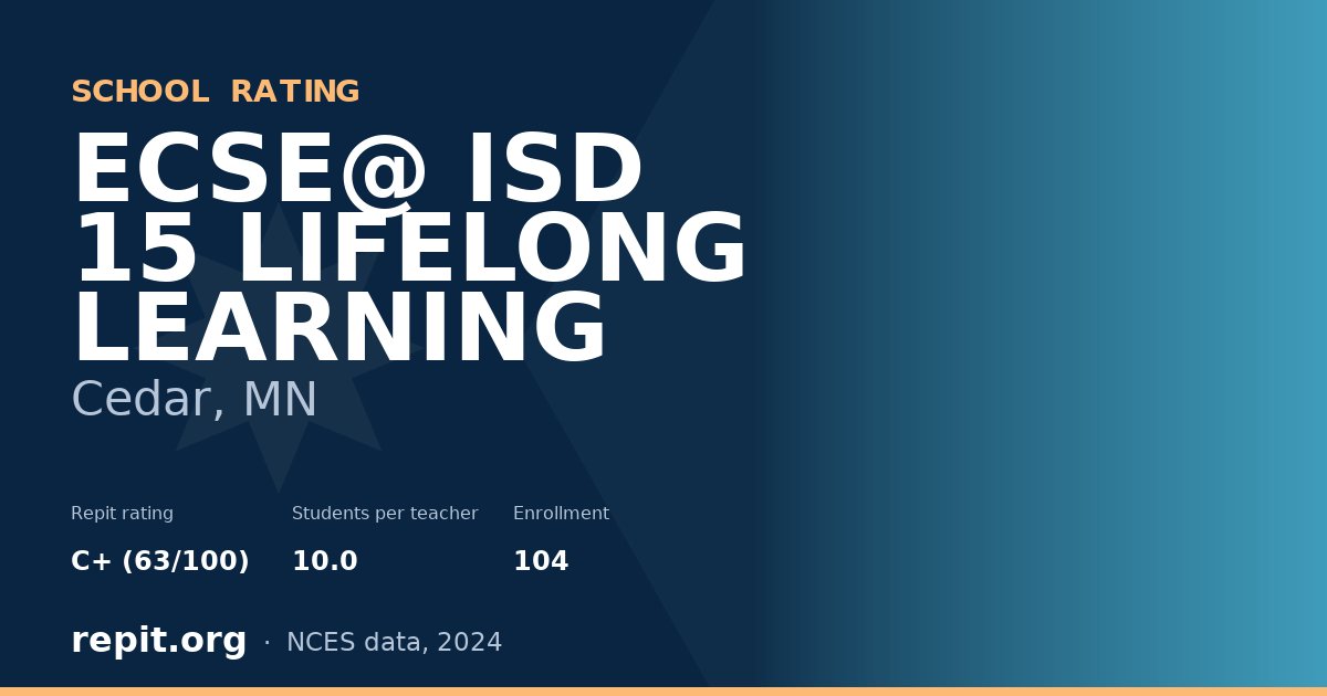 ECSE@ ISD 15 LIFELONG LEARNING, Cedar, MN — Repit school rating C+ (63/100)