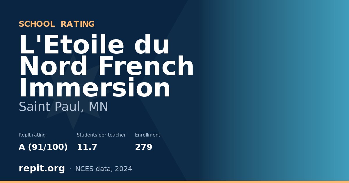 L'Etoile du Nord French Immersion, Saint Paul, MN — Repit school rating A (91/100)