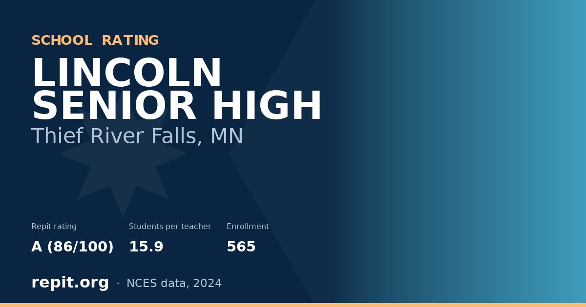 LINCOLN SENIOR HIGH, Thief River Falls, MN — Repit school rating A (86/100)
