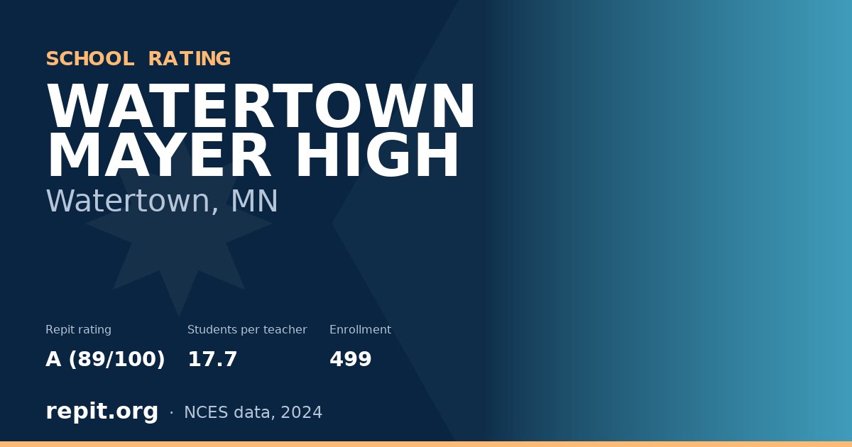 WATERTOWN MAYER HIGH, Watertown, MN — Repit school rating A (89/100)