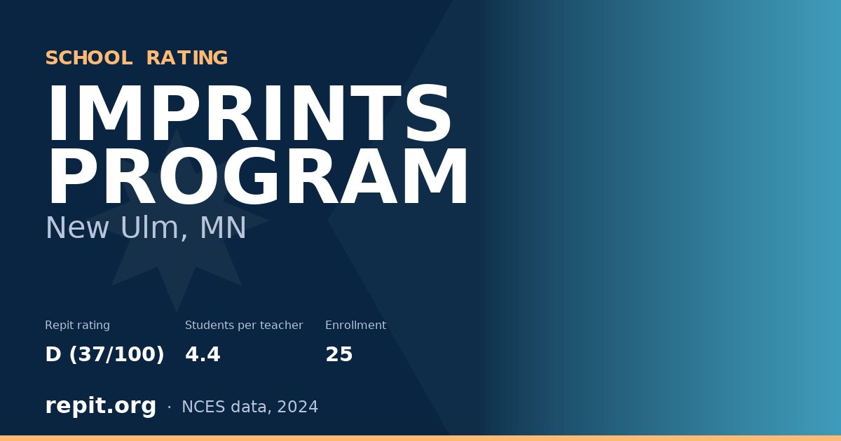 IMPRINTS PROGRAM, New Ulm, MN — Repit school rating D (37/100)