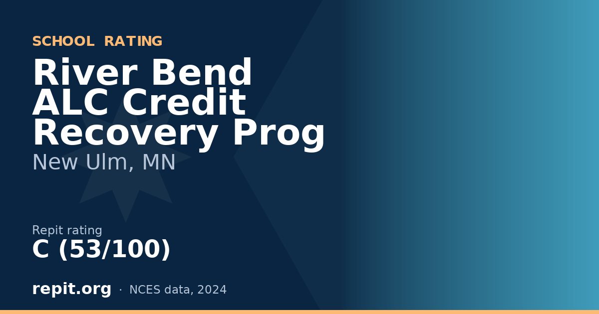 River Bend ALC Credit Recovery Prog, New Ulm, MN — Repit school rating C (53/100)