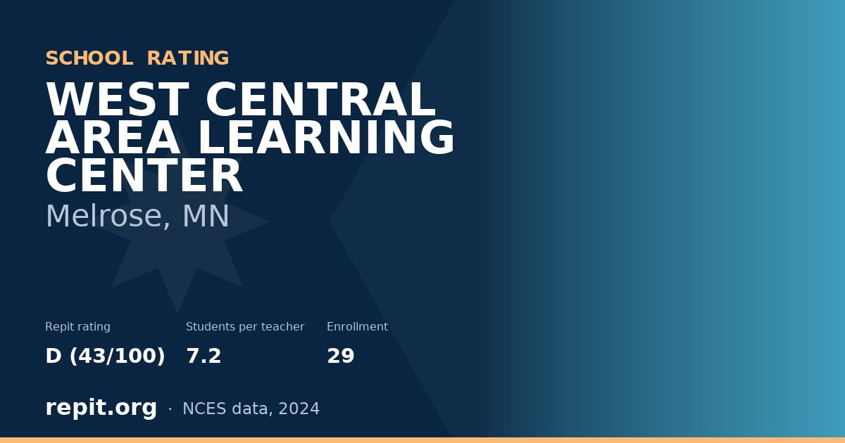 WEST CENTRAL AREA LEARNING CENTER, Melrose, MN — Repit school rating D (43/100)