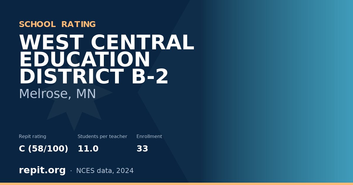 WEST CENTRAL EDUCATION DISTRICT B-2, Melrose, MN — Repit school rating C (58/100)