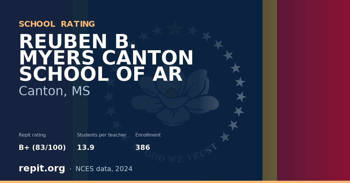 REUBEN B. MYERS CANTON SCHOOL OF AR, Canton, MS — Repit school rating B+ (83/100)