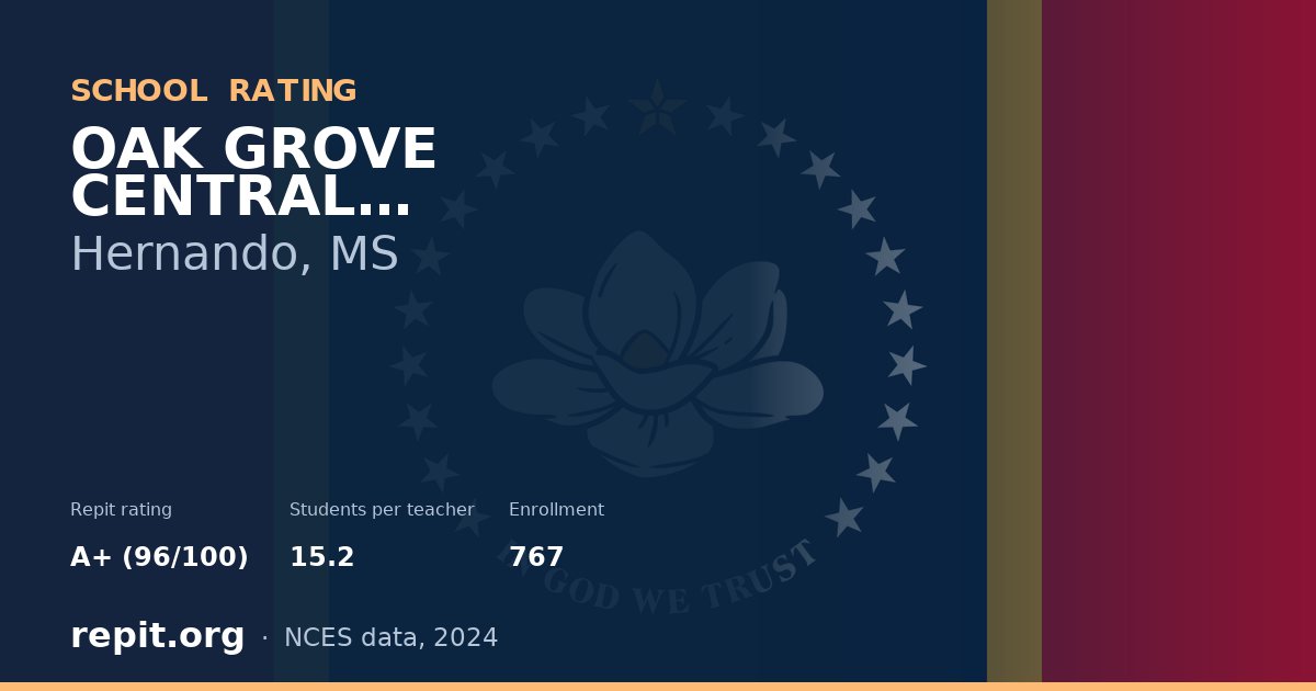 OAK GROVE CENTRAL ELEMENTARY, Hernando, MS — Repit school rating A+ (96/100)