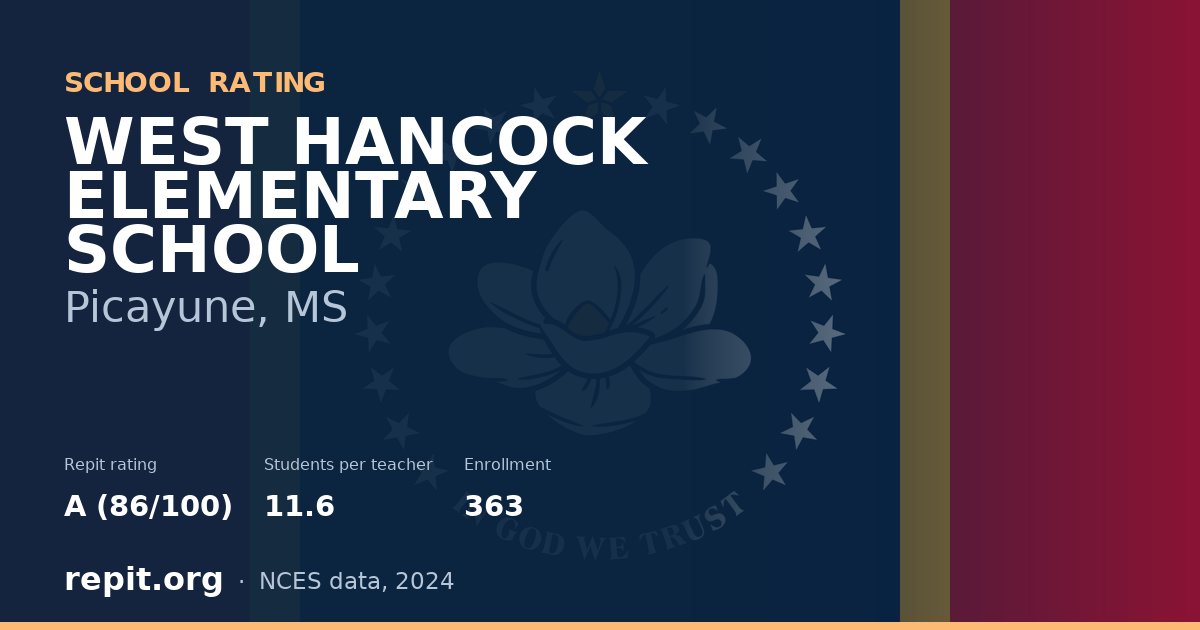 WEST HANCOCK ELEMENTARY SCHOOL, Picayune, MS — Repit school rating A (86/100)