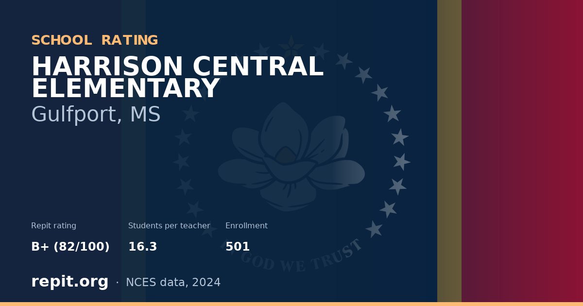 HARRISON CENTRAL ELEMENTARY, Gulfport, MS — Repit school rating B+ (82/100)