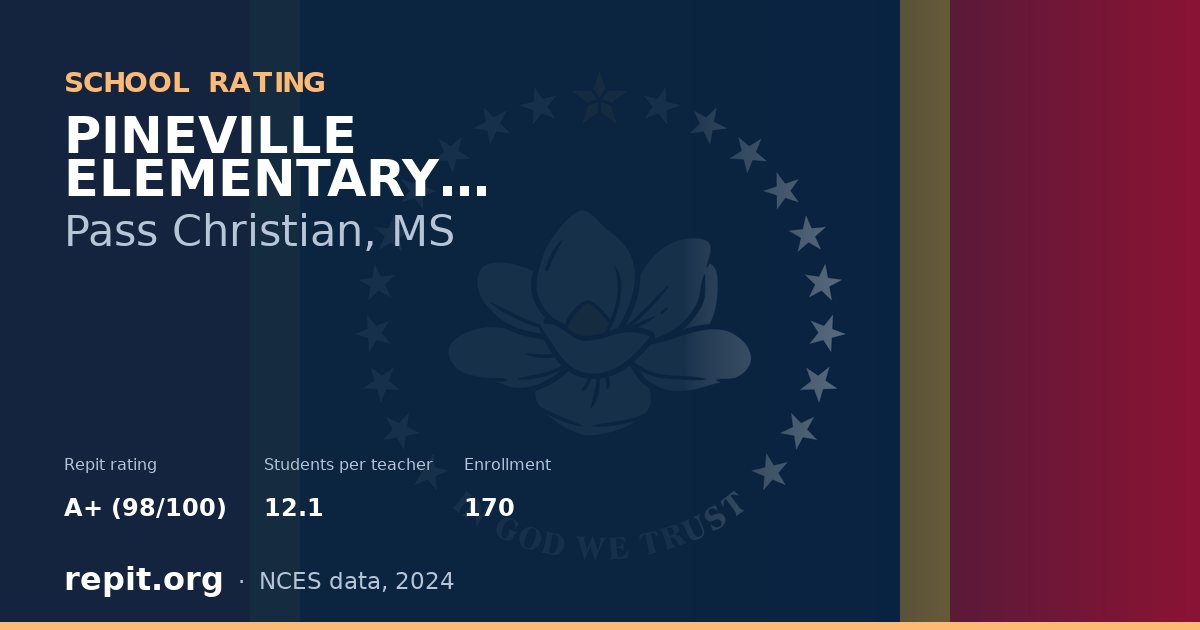 PINEVILLE ELEMENTARY SCHOOL, Pass Christian, MS — Repit school rating A+ (98/100)