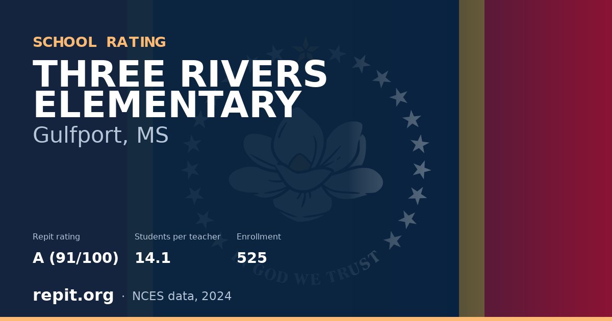 THREE RIVERS ELEMENTARY, Gulfport, MS — Repit school rating A (91/100)