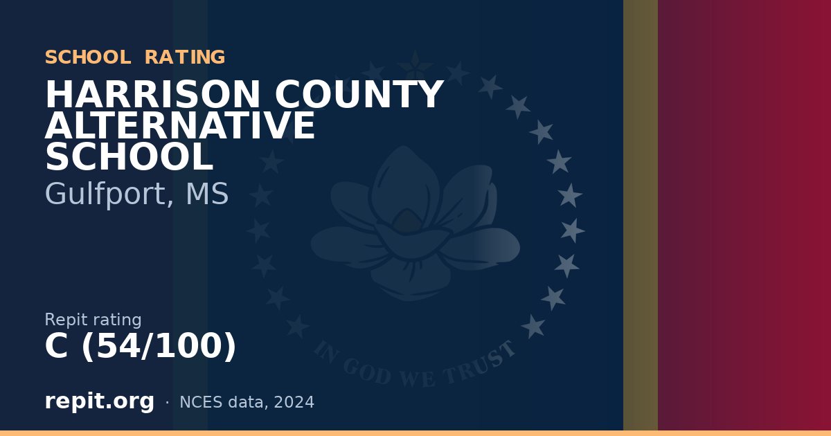 HARRISON COUNTY ALTERNATIVE SCHOOL, Gulfport, MS — Repit school rating C (54/100)