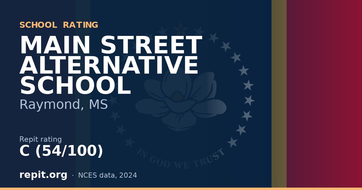MAIN STREET ALTERNATIVE SCHOOL, Raymond, MS — Repit school rating C (54/100)