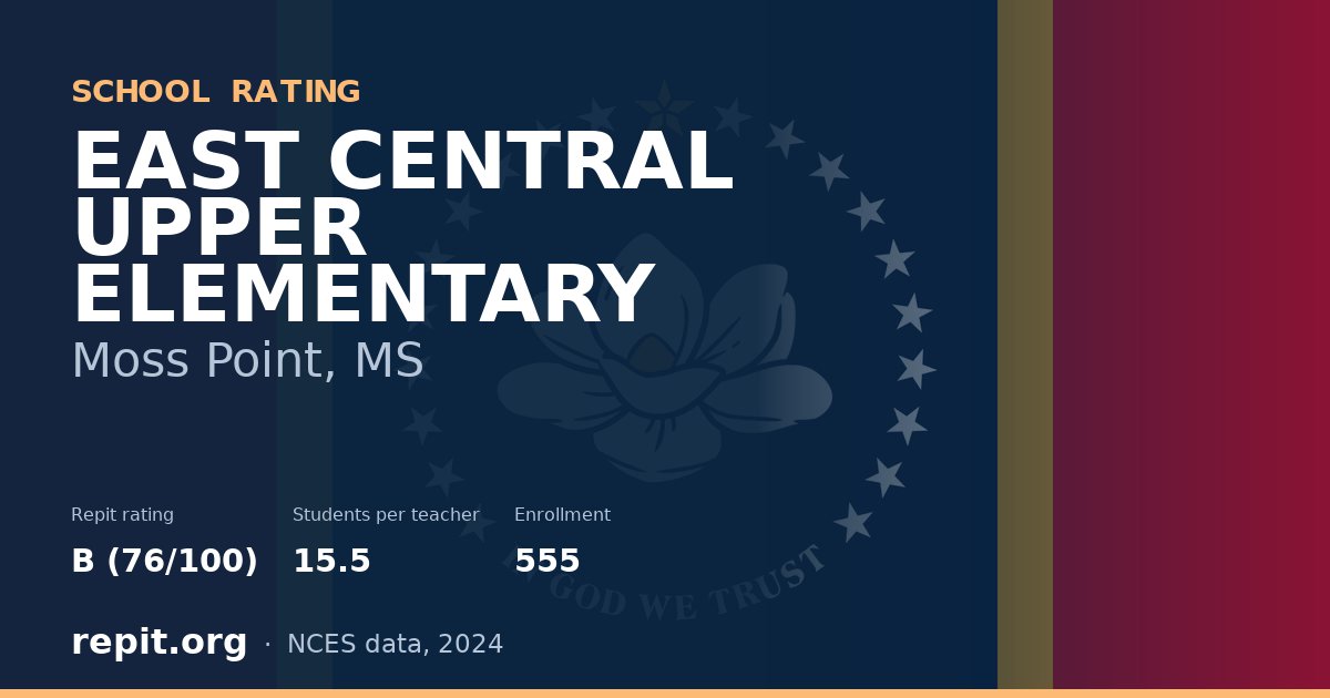 EAST CENTRAL UPPER ELEMENTARY, Moss Point, MS — Repit school rating B (76/100)
