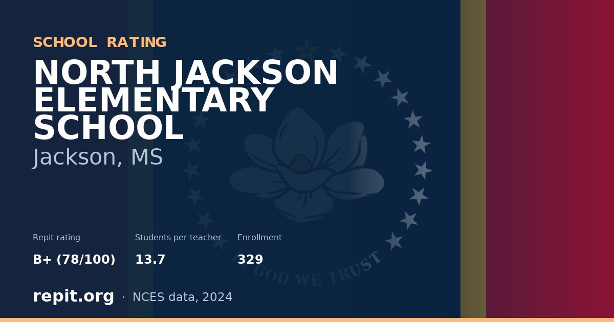 NORTH JACKSON ELEMENTARY SCHOOL, Jackson, MS — Repit school rating B+ (78/100)