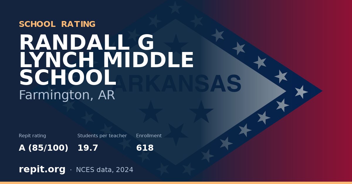 RANDALL G LYNCH MIDDLE SCHOOL, Farmington, AR — Repit school rating A (85/100)