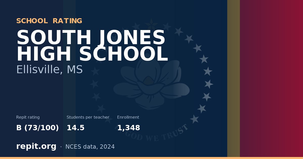 SOUTH JONES HIGH SCHOOL, Ellisville, MS — Repit school rating B (73/100)