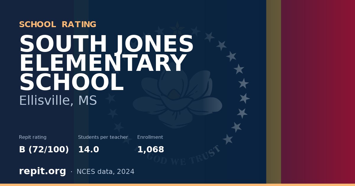 SOUTH JONES ELEMENTARY SCHOOL, Ellisville, MS — Repit school rating B (72/100)