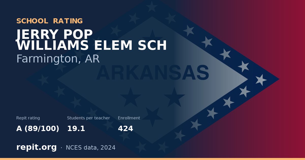 JERRY POP WILLIAMS ELEM SCH, Farmington, AR — Repit school rating A (89/100)
