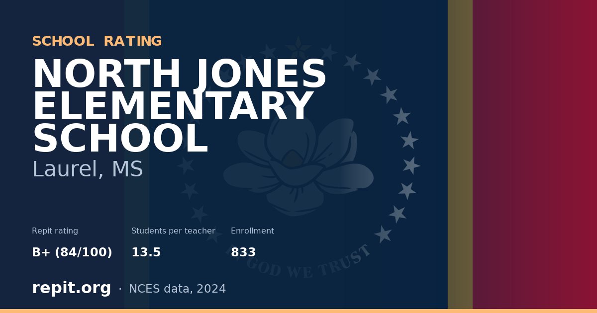NORTH JONES ELEMENTARY SCHOOL, Laurel, MS — Repit school rating B+ (84/100)