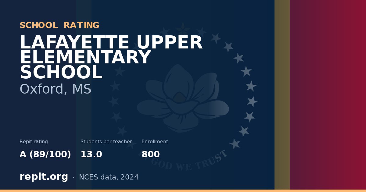 LAFAYETTE UPPER ELEMENTARY SCHOOL, Oxford, MS — Repit school rating A (89/100)