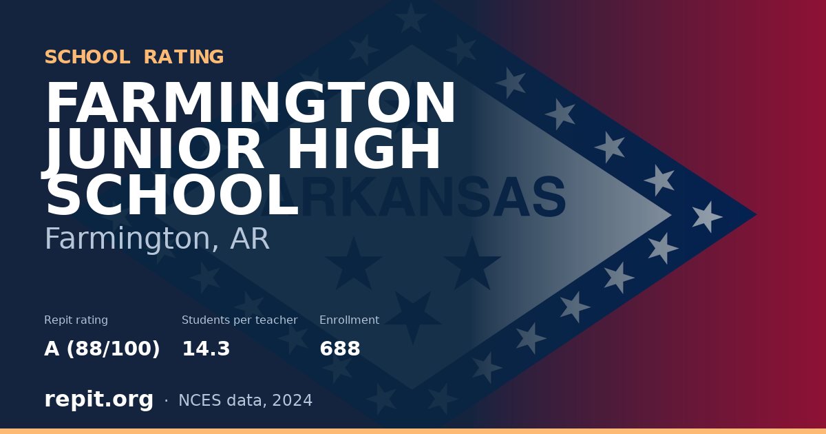 FARMINGTON JUNIOR HIGH SCHOOL, Farmington, AR — Repit school rating A (88/100)