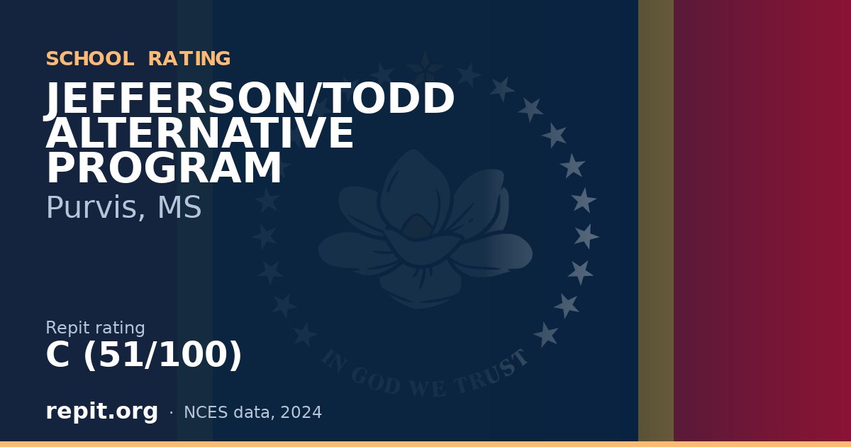 JEFFERSON/TODD ALTERNATIVE PROGRAM, Purvis, MS — Repit school rating C (51/100)