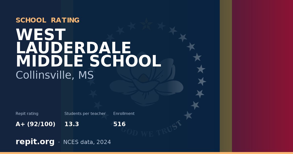 WEST LAUDERDALE MIDDLE SCHOOL, Collinsville, MS — Repit school rating A+ (92/100)