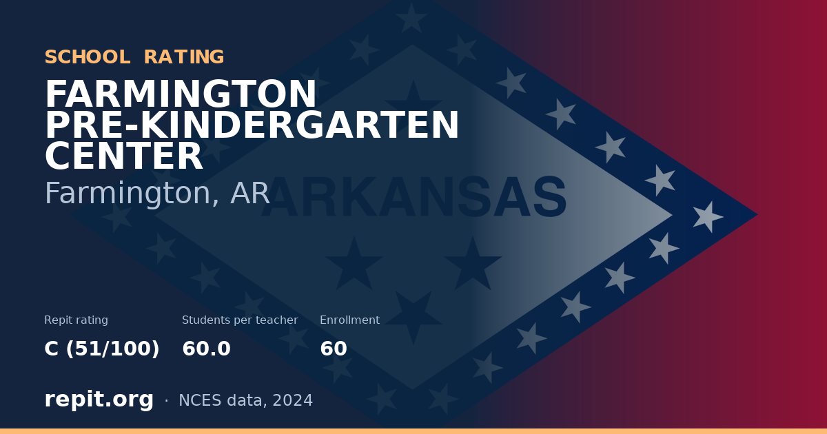 FARMINGTON PRE-KINDERGARTEN CENTER, Farmington, AR — Repit school rating C (51/100)